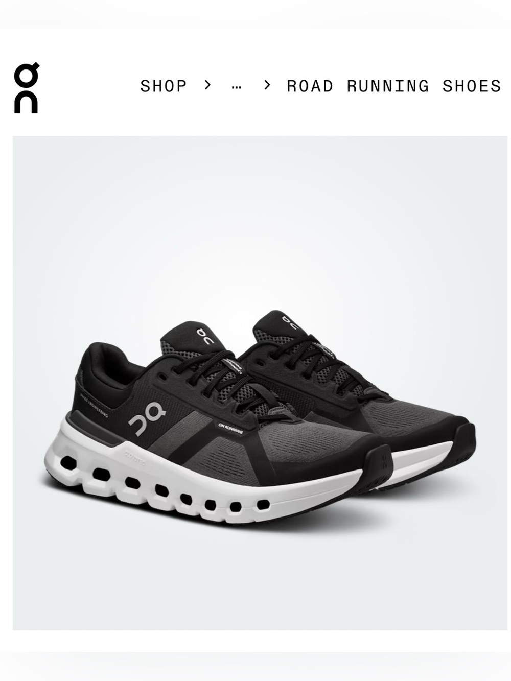 On Running Cloudtec Road Running Shoe in Black and White
